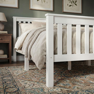 <span class=keywords><strong>Letto</strong></span> <span class=keywords><strong>Singolo</strong></span> Pieghevole in Legno di Pino Massiccio da 3 Piedi con <span class=keywords><strong>Testiera</strong></span> e Piedi Bassi, Design Moderno, Bianco 198Lx98Wx82H - Product Image 4