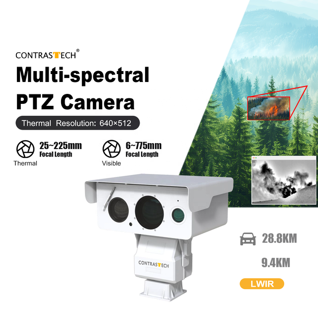 IP66 Dual Sensor 360 Degree Long Range 25-225mm Zoom PTZ Thermal Camera for Border and Coastal Security