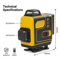 Niveau laser vert 4D 16 points en gros avec affichage numérique, résistant aux chutes, en alliage, pour extérieur, qualité industrielle, électronique