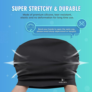 <span class=keywords><strong>Gorro</strong></span> de natación para mujer para cabello largo impermeable de silicona personalizado cómodo sombrero de baño de pelo largo para mujer - Product Image 4