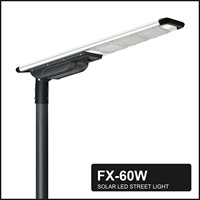 Lampu Jalan Tenaga Surya Terintegrasi 60W 11400LM IP65 Tahan Air Tiang Aluminium Alloy dengan Remote Control untuk Jalan dan Lapangan