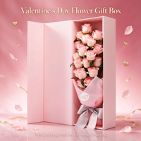 Boîtes cadeaux en papier personnalisées de luxe, pliables, rectangulaires, imprimées d'ours en peluche et de roses, pour la livraison de fleurs.