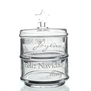 Handmade 2 Lớp Giáng Sinh Vui Vẻ Glass Canister Set