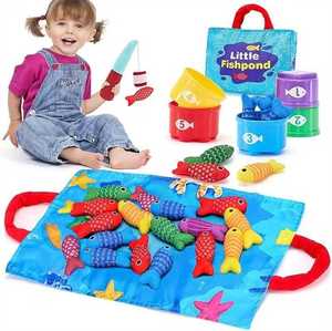 Jeu de pêche Montessori EPT avec poissons en tissu, tasses empilables et tapis de rangement pour tri de couleurs, pour bébés et tout-petits - Product Image 5