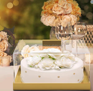 Khay Vàng Hình Vuông Tùy Chỉnh Nhà Máy Bằng Nhựa Acrylic Khay Trưng Bày Lưu Trữ Chất Lượng Cao Khay Đựng Thức Ăn Bánh Cưới Tiệc Tùng Có Nắp - Product Image 4