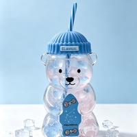 Bouteille d'eau en verre borosilicate de 20 oz avec paille, motif ours du zodiaque, sans BPA, mignonne tasse à café glacé en forme d'ours