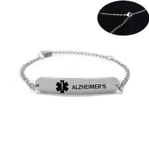 Health bracelet medical logo diabetes warning stainless steel chain bracelet