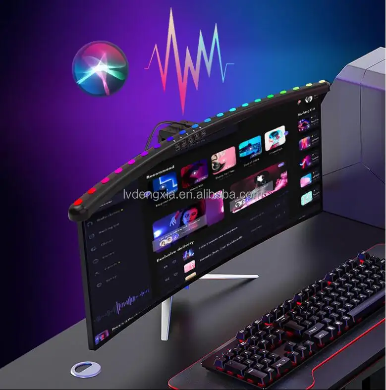 60cm long curved monitor hanging lamp monitor light bar RGB led pickup music rhythm gaming ambient PC computer USB fill light