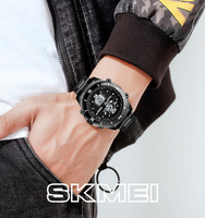 Montre analogique-numérique en acier inoxydable SKMEI 1670, la plus populaire, étanche, double heure, montres de sport, marque haut de gamme, Relojes