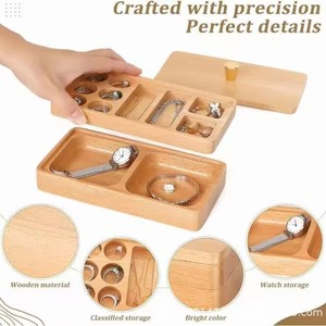 Cross-border wooden double-layer <b>jewelry</b> <b>box</b> with lid, earrings, <b>necklaces</b>, and other <b>jewelry</b> storage <b>box</b>, women's bracelet and - Product Image 2