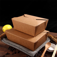 Boîte à lunch en papier kraft jetable pour la restauration rapide, boîte en papier biodégradable, contenants alimentaires pour salades, logo personnalisé, vente en gros