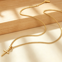 Collier pendentif croix en acier inoxydable plaqué or 18 carats, bijoux religieux pour hommes, style hip-hop chrétien, tendance, vente en gros