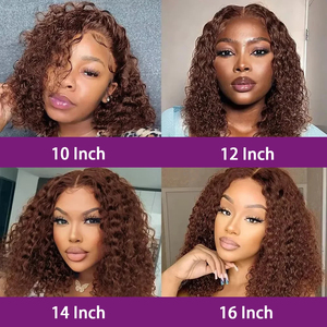 Perruque courte bob à ondulations profondes brun <span class=keywords><strong>chocolat</strong></span>, dentelle frontale 13x4, <span class=keywords><strong>cheveux</strong></span> humains, densité 180%, pré-épilée, brésilienne, colorée # Perruque courte bob 4 - Product Image 4