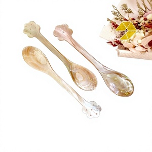 Cuillères à thé polies effet miroir, cuillères à long manche en nacre, forme éventail, finition miroir, cuillères à dessert et à thé - Product Image 6