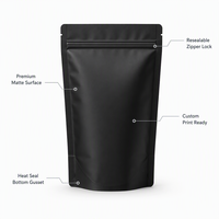 Sachet Doypack Noir Personnalisé avec Fenêtre Transparente, Fermeture Zip Refermable, Barrière Anti-Humidité pour Emballage de Noix et Aliments Secs
