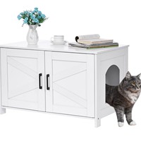 Meuble pour chat et litière avec séparateur amovible, facile à nettoyer, 80x53x50cm, blanc PCL002W01