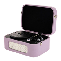 Gramophone Vinyl Records Enregistrement Rétro Valise Construit en Blue Tooth Écouteurs Haut-parleurs Tourne-disque Lecteur