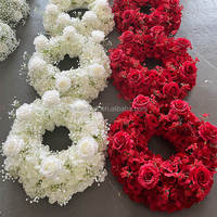Guirlande de mariage en soie 60 cm, blanche et rouge, fleurs artificielles, décoration de base pour chandelier, guirlande pour église, fête, événement