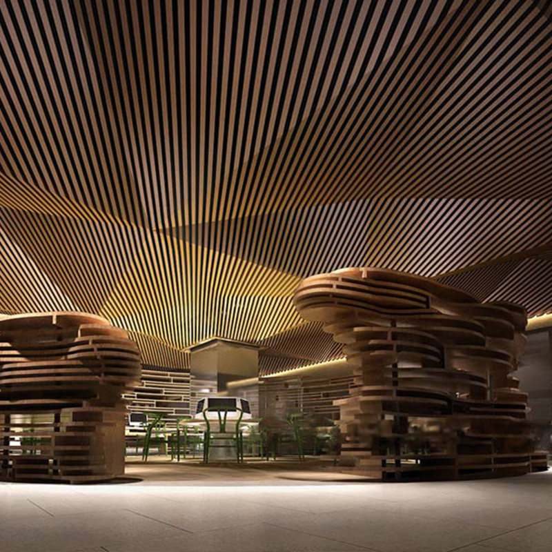 Современное здание, декоративные занавески, фасады, алюминиевая облицовка стен