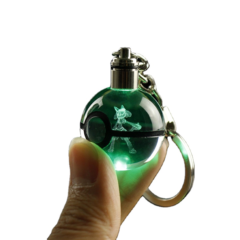 (Горячая распродажа) Высокое качество 3D Crysal покебольный дизайн Pokeball 5 см капсула pokeball брелок с подсветкой