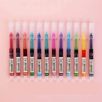 Pulpen Gel Cair Cepat Kering Ujung Jarum Penuh Tinta Karbon untuk Menulis Ujian Pelajar Grosir