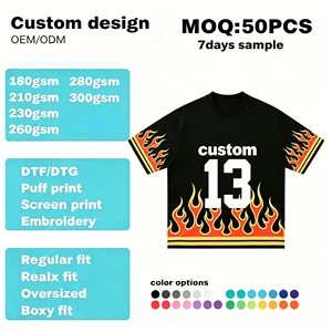 T-shirt da uomo personalizzata con stampa fiamma, all'ingrosso, alta qualità, 100% <span class=keywords><strong>cotone</strong></span> pesante - Product Image 1