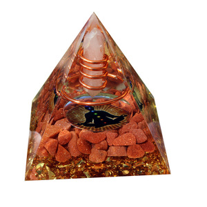 Crystal Epoxy Pyramid With White Crystal Pillar Red Gold <b>Sand</b> Internal Engraving Home <b>Decoration</b> Desktop Ornament - Product Image 5