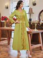 Kaftan marocain du Moyen-Orient 2024 Oman Dubaï Qatar Arabie Saoudite Maroc Robe musulmane pour femmes avec perles Kaftan Robes Femmes BA3166