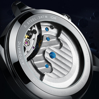 Montre de luxe Mark Fairwhale, montre à phases lunaires, tourbillon, mécanique à remontage automatique, bracelet en cuir, montres pour hommes en acier inoxydable FW-6100