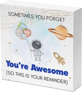 Cartello con scatola di legno (5 "x 5") -cartello con tavolo ispiratore nella sala giochi che ti sei dimenticato di essere fantastico, quindi ecco il tuo promemoria - Product Image 6