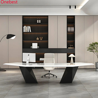 Villa House Organisateur de bureau en forme de L Rangement pour arrière-bureau Table de bureau à domicile blanche et noire