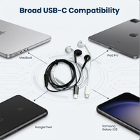 Écouteurs filaires Type-C avec micro et contrôle du volume, écouteurs intra-auriculaires stéréo USB-C avec câble anti-nœuds pour iPhone 15 16