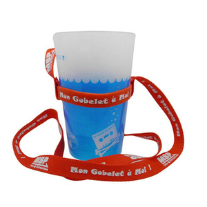 Custom Logo Silicone Cup Drink Water Bottle Holder With Strap Lanyard Silicone Cup Holder Lanyard