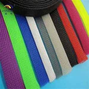 Factory Wholesale Braided Cable Red Colors Sleeves Pet Expandable Braided Sleeving