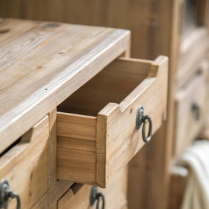 Muebles de Oficina para el Hogar, Mesa Auxiliar de Consola con Cajones, Ahorro de Espacio, Estilo Antiguo, Madera de Abeto y Estructura Metálica - Product Image 5