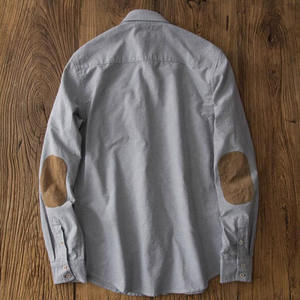 RNSHANGER Camicie da <span class=keywords><strong>Uomo</strong></span> a Maniche Lunghe in Puro Cotone Stile Workwear Retrò <span class=keywords><strong>Giapponese</strong></span> con Toppe sui Gomiti e Design a Blocchi di Colore - Product Image 6