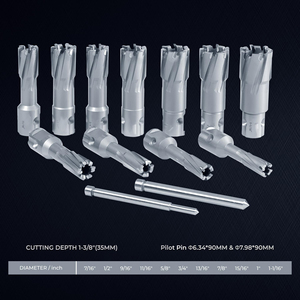 Ringfräser-Set mit 13 Hartmetallspitzen, 1 3/8 Zoll Schnitthöhe für Bohrmaschinen, mit <span class=keywords><strong>2</strong></span> Zentrierstiften, Gartenwerkzeug - Product Image 4