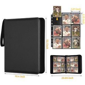 Carpeta para Tarjetas con 9 Bolsillos, Álbum de Tarjetas Coleccionables con Cierre, Libro de Almacenamiento de Cuero PU para Tarjetas Deportivas - Product Image 4