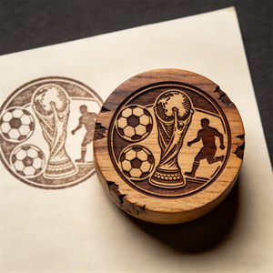 Sello Conmemorativo <span class=keywords><strong>de</strong></span> la Copa <span class=keywords><strong>Mundial</strong></span> <span class=keywords><strong>de</strong></span> Fútbol 2026 con Base <span class=keywords><strong>de</strong></span> Madera, Incrustado con el Logotipo Metálico del Evento y Grabado Láser - Product Image 1