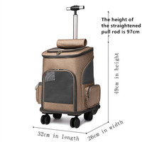 Sac de transport pour animaux de compagnie de haute qualité, grand format, imperméable, avec roulettes amovibles, valise de voyage pour chat, sacs à roulettes