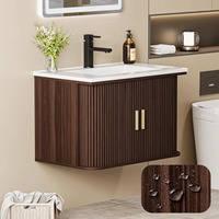 Kabinet Kamar Mandi Tahan Air dengan Wastafel dan Cermin, Rak Dinding PVC dengan Laci Penyimpanan untuk Proyek Hotel