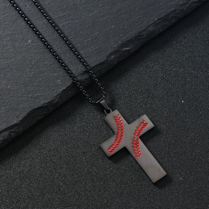 Collar de Béisbol Personalizado de Acero Inoxidable con Cruz de Oro de 14k de Color Claro, Antideslustre, de Lujo, para Hombre y Mujer - Product Image 4