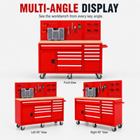 Armoire à outils mobile robuste en acier avec panneau perforé et plateau en bois pour garage et atelier de réparation automobile - Offre Spéciale