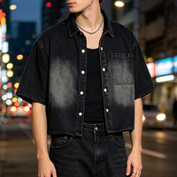 Fabricant OEM, t-shirts personnalisés pour hommes, streetwear, chemises en denim délavé, chemises boutonnées vintage de haute qualité
