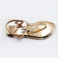 Sandales plates d'été en cuir PU couleur or rose pour femmes et dames, style mule et sandale à talons bas - Samdalia