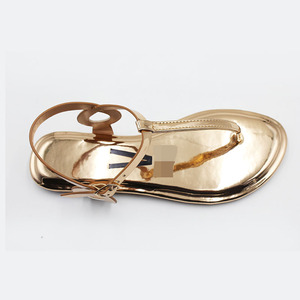 Produttore estate piatto oro rosa sandalo in pelle PU scarpe bassi tacchi bassi pantofola e <span class=keywords><strong>sandali</strong></span> per le donne e le signore scarpe Samdalia - Product Image 4
