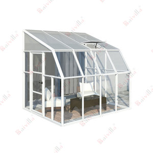 Adjuntar a la pared diseño solárium <span class=keywords><strong>barato</strong></span> 4mm doble pared, policarbonato, perfil de aluminio, perfil de efecto invernadero - Product Image 4