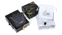 Boîte en carton avec LOGO personnalisé, boîte en carton avec pochette en PU, emballage de luxe pour bijoux, collier et boucles d'oreilles