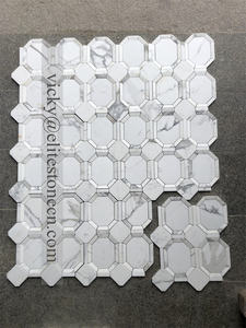 Calacatta batu marmer emas efek 3D ubin mosaik desain Modern untuk dekorasi dinding Interior rumah ketebalan 10mm dengan fitur parket - Product Image 5