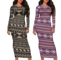 Vente chaude vêtements occidentaux femmes à manches longues aztèque Ropa De Mujer Vestidos robes sexy